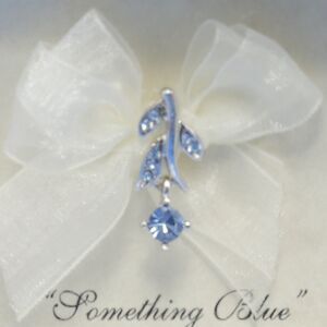 Something Blue Made with Swarovski Crystal Bridal Pin Ribbon Wedding Gift